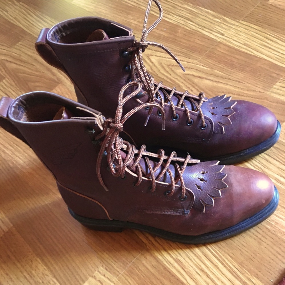 Red Wing Steel Toe Leather Lace Up Boots